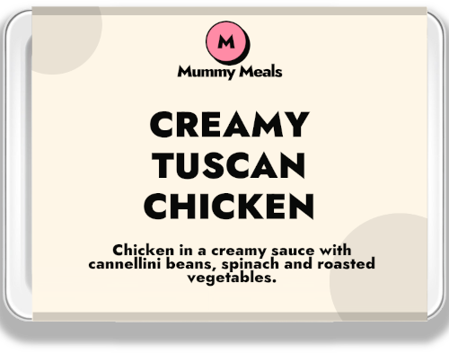 Creamy Tuscan Chicken ready meal Creamy Tuscan Chicken ready meal with cannellini beans spinach and roasted vegetables
