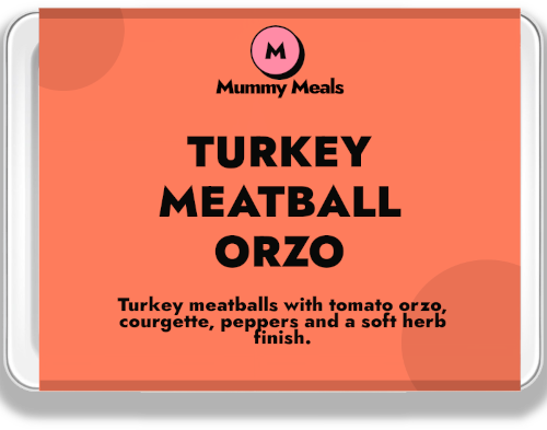 Turkey Meatballs ready meal with tomato orzo and courgette